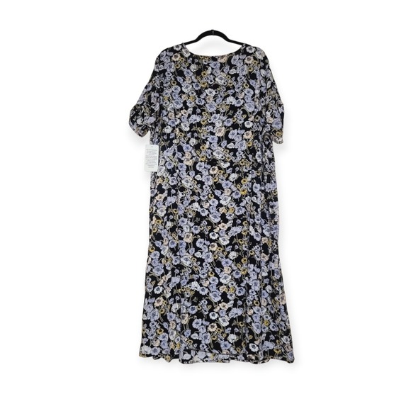 Ellos Womens Plus 30 Black Floral Button Front Midi - Knee Dress Bohemian Travel - Picture 8 of 8